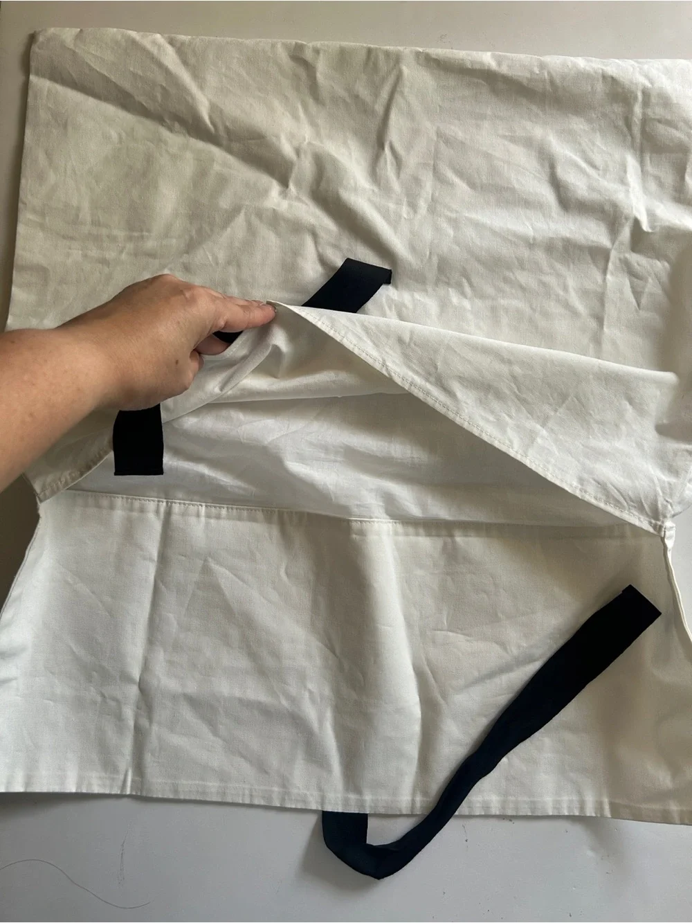 CHANEL White Dust Bag with Black Logo and Tie